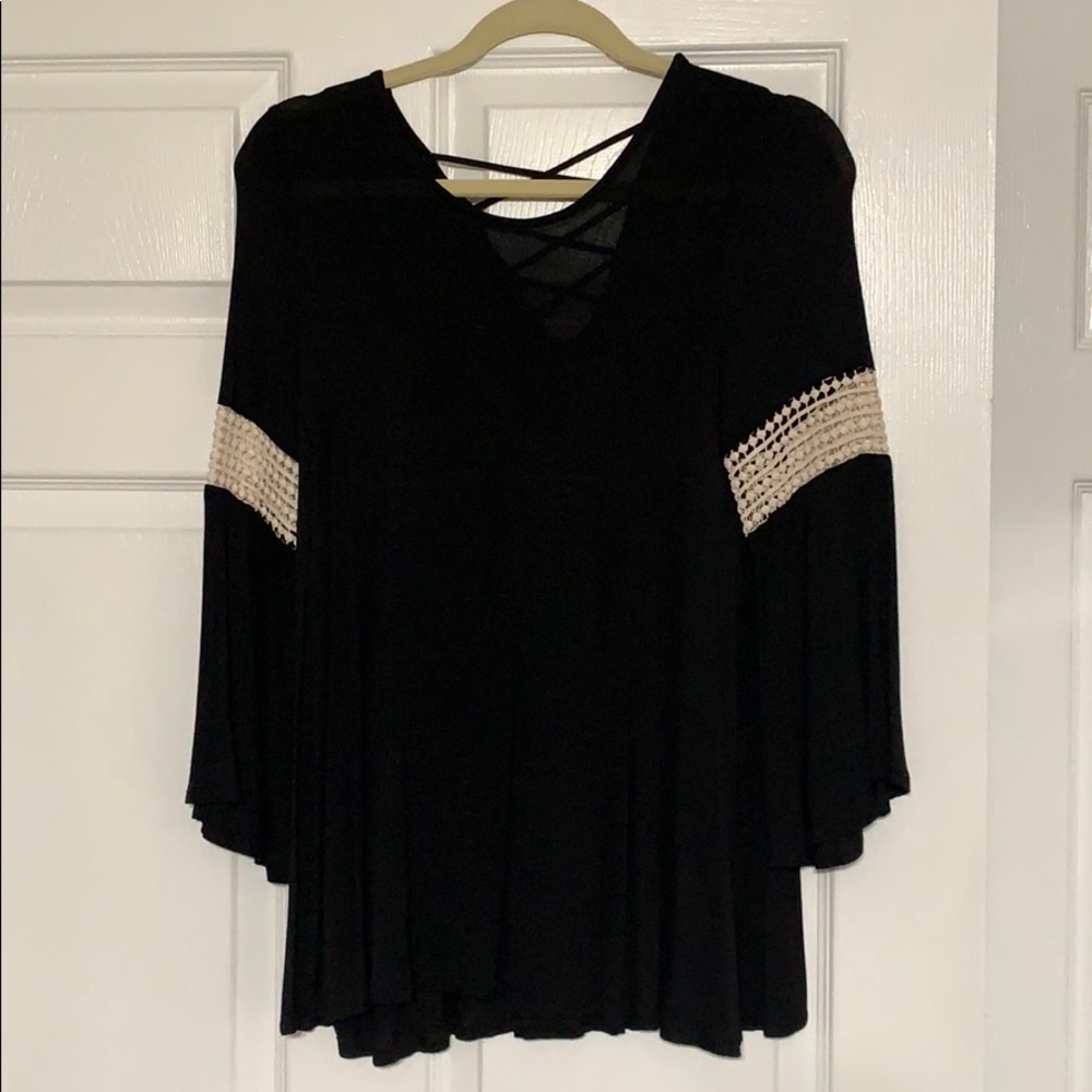 Black criss-cross back blouse